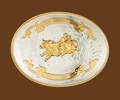 German Silver Bullrider Trophy Belt Buckle 5 x 3-3/4