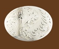 German Silver Engraved Oval Belt Buckle 4-1/4 x 3-1/8