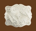 German Silver Engraved Rectangular Belt Buckle 4 x 3-1/2