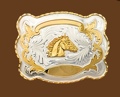 German Silver Horsehead Belt Buckle 5-1/4 x 4