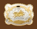 German Silver Bullrider Belt Buckle 5-1/4 x 4