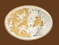 German Silver Barrel Silver Belt Buckle 4 x 2-3/4