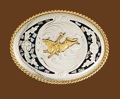 German Silver Bullrider Belt Buckle 4x3
