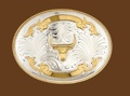 German Silver Longhorn Belt Buckle 5 x 3-3/4