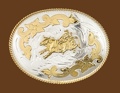 German Silver Bullrider Belt Buckle 5 x 3-3/4
