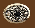 German Silver with Onyx Belt Buckle 3-3/4 x 2-3/4