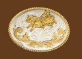 German Silver Bullrider Belt Buckle 4x3