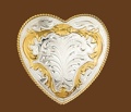 German Silver Heart Belt Buckle 3-1/4 x 3