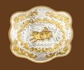 Extra Large German Silver Bullrider Buckle 6x5