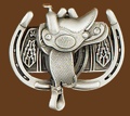 Saddle & Horseshoes Belt Buckle 3 x 2-3/4