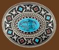 Southwest with Blue Stone Belt Buckle 3 x 2-3/4