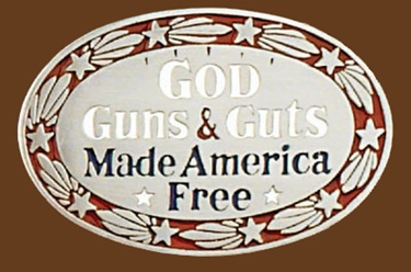 God Guns & Guts Made America Free Belt Buckle 3-1/4 x 2-1/4