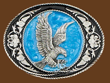 Eagle Buckle Black & Blue enamel 3-1/4 x 2-1/2