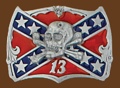 z Skull on Confederate Flag Belt Buckle 2-1/2 x 2 z