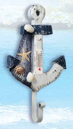 Anchor Hanger With Thermometer 5 Inch x 9 Inch Nautical Decor
