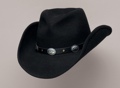 Black Pinch Crushable Wool Hat/Oval conchos 