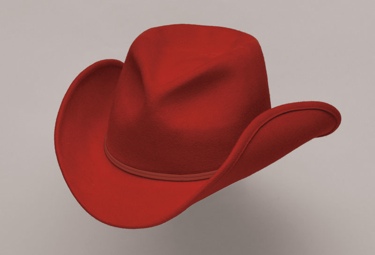 RED Pinch Frnt Wool Hat 2ply band 