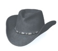 *BLACK* Pinch Crushable Wool Hat Diamond Conchos