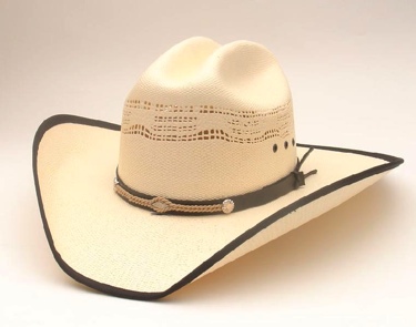 Bangora Hat/ Leather & Rope Band Black Border on Brim