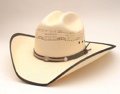 Bangora Hat/ Leather & Rope Band Black Border on Brim