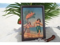 VINTAGE PAINTED SIGN ALOHA HULA DANCERS 18 X 12 HAWAIIAN DECOR