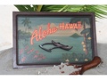 VINTAGE PAINTED SIGN ALOHA HAWAII OUTRIGGER CANOE 18 X 12 HAWAIIAN SURF DECOR
