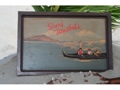 VINTAGE PAINTED SIGN SURF WAIKIKI OUTRIGGER CANOE 18 X 12 DIAMOND HEAD