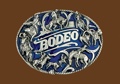Rodeo Belt Buckle Blue Enamel 3-1/2 x 2-3/4