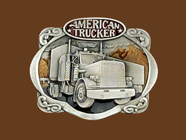 American Trucker Belt Buckle 3-1/4 x 2-1/2