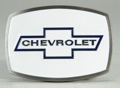 Chevrolet Belt Buckle White Enamel Background