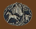 Horses Collage Enameled Belt Buckle 3-1/4 x 2-1/2