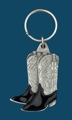 Cowboy Boots Key Ring Black Enamel