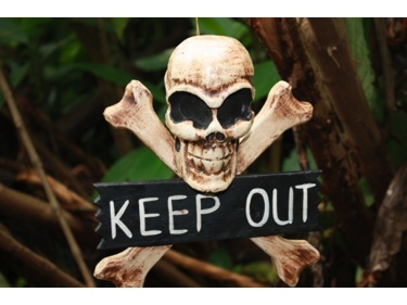 KEEP OUT SKULL AND BONES SIGN CROSS BONES decor