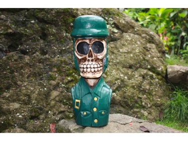 SKULL SOLDIER STATUE 16 POP ART CROSS BONES decor