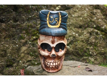 SKULL POLICEMAN STATUE 16 POP ART CROSS BONES decor