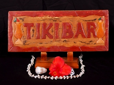 Tiki Bar Sign Hand Carved Hand Painted Decor