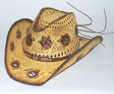 Straw Hat / Ladies / Diamond holes Brown tone