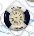 20 Inch Clock Welcome Aboard Blue Nautical Life Ring