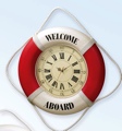 20 Inch Clock Welcome Aboard RED Nautical Life Ring