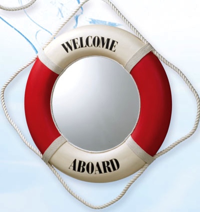 20 Inch Mirror Red Nautical Life Ring