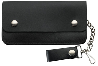 Plain Black Leather Biker Wallet 8