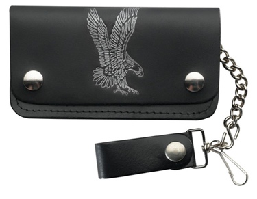 Leather Biker Wallet Eagle 6-1/2