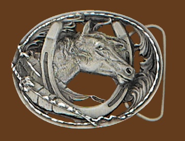 Horsehead/Horseshoe Belt Buckle Cut Out Diamond Cut 3 x 2-1/4 NOT M-2