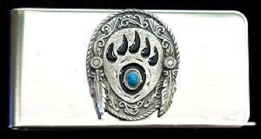Bear Claw & Turquoise Money Clip