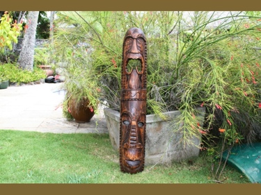 FIJIAN TIKI MASK 40 LOVE PROSPERITY HAND CARVED