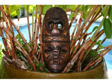 FIJIAN TIKI MASK 12 LOVE PROSPERITY HAND CARVED
