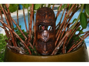 FIJIAN TIKI MASK W 2 DEITIES 12 HAPPINESS LUCK POLYNESIAN ART