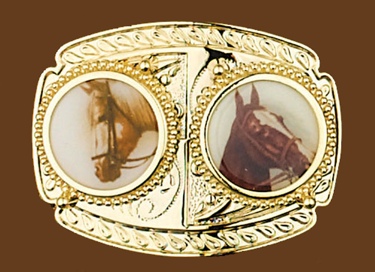 Double Horse Belt Buckle 4 x 3