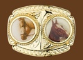 Double Horse Belt Buckle 4 x 3