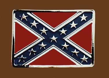 Confederate Flag Belt Buckle 3-1/4 x 2-1/4 SILVER